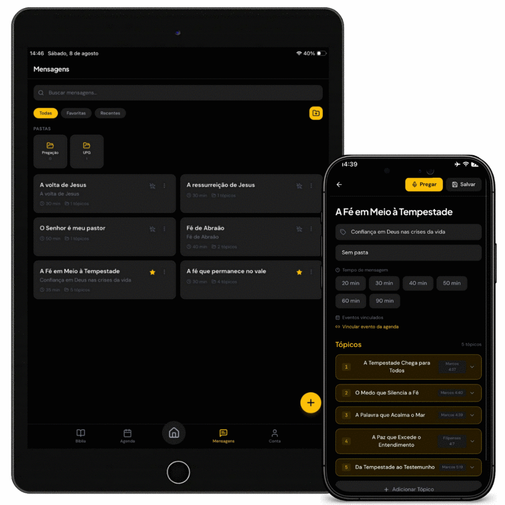 Lista de mensagens e editor de mensagem do IDE APP