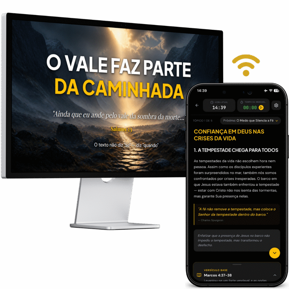 Slide sincronizado no telão da igreja e modo pregação no celular do IDE APP